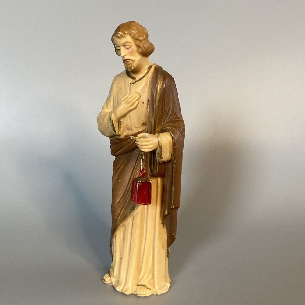 Vintage5” JOSEPH HOLDING LANTERN Nativity Figure Hong Kong Hard Plastic #844